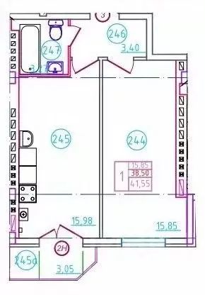 1-к кв. Ростовская область, Шахты пер. Бродского, 10 (41.55 м) - Фото 1