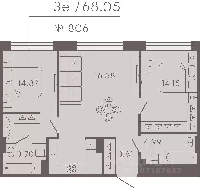 2-к кв. Санкт-Петербург Ремесленная ул., 17литЗ (68.05 м) - Фото 0