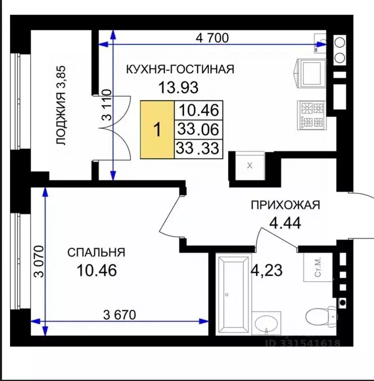 1-к кв. Калининградская область, Гурьевск ул. Героя России ... - Фото 1