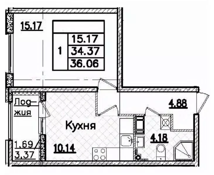 1-к кв. Санкт-Петербург Полюстровский просп., 75 (36.06 м) - Фото 1