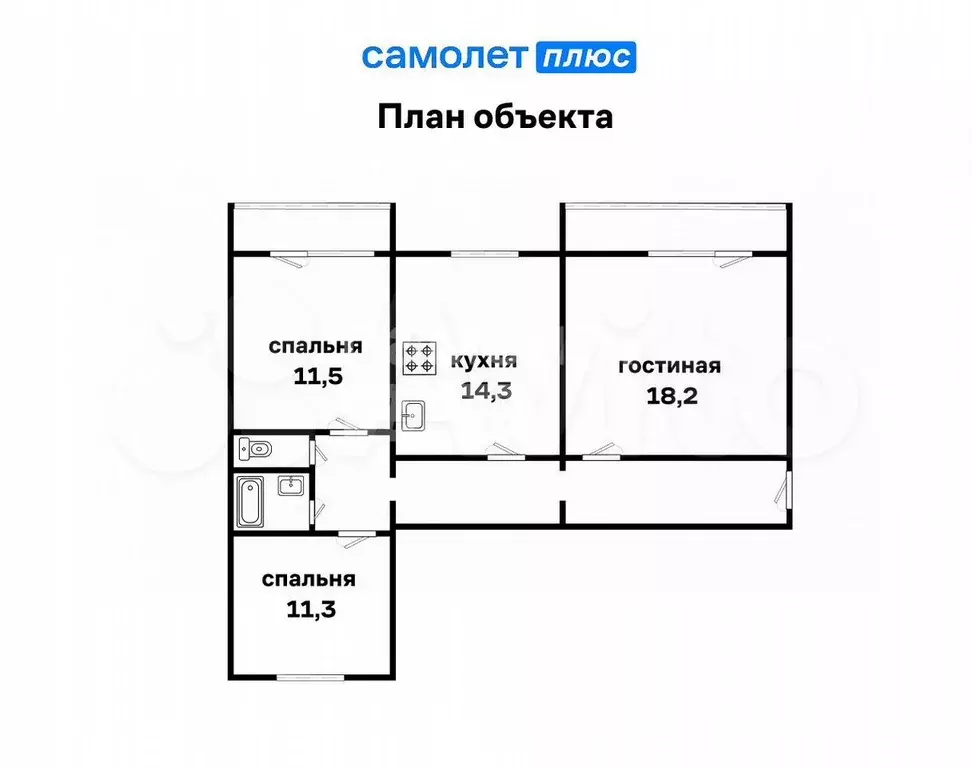 3-к. квартира, 74,8 м, 4/16 эт. - Фото 0