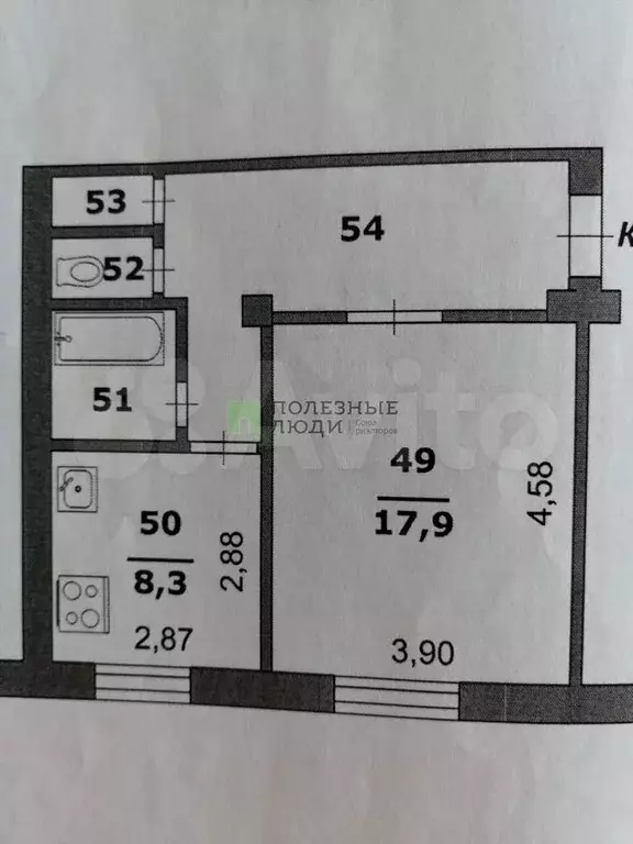 1-к. квартира, 40,4 м, 1/4 эт. - Фото 0