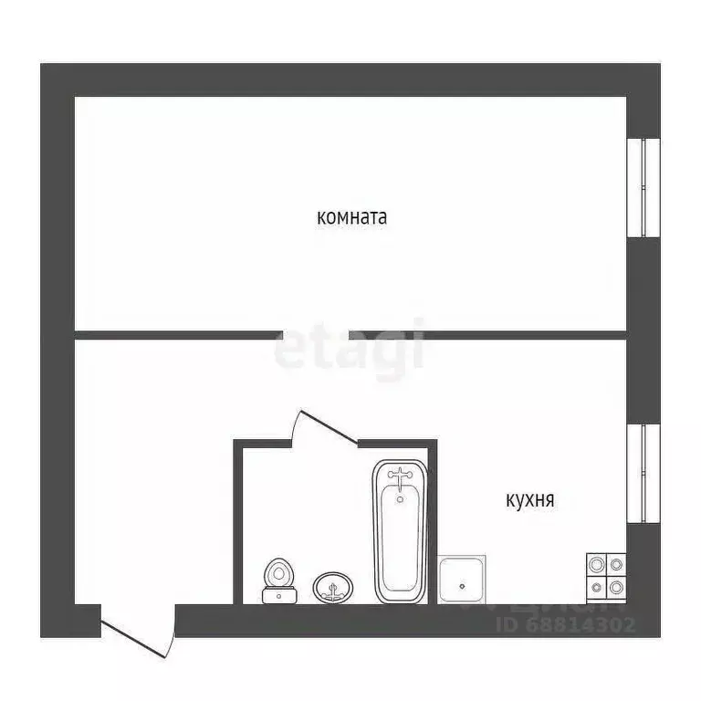 1-к кв. Ленинградская область, Кириши просп. Ленина, 18 (30.9 м) - Фото 2