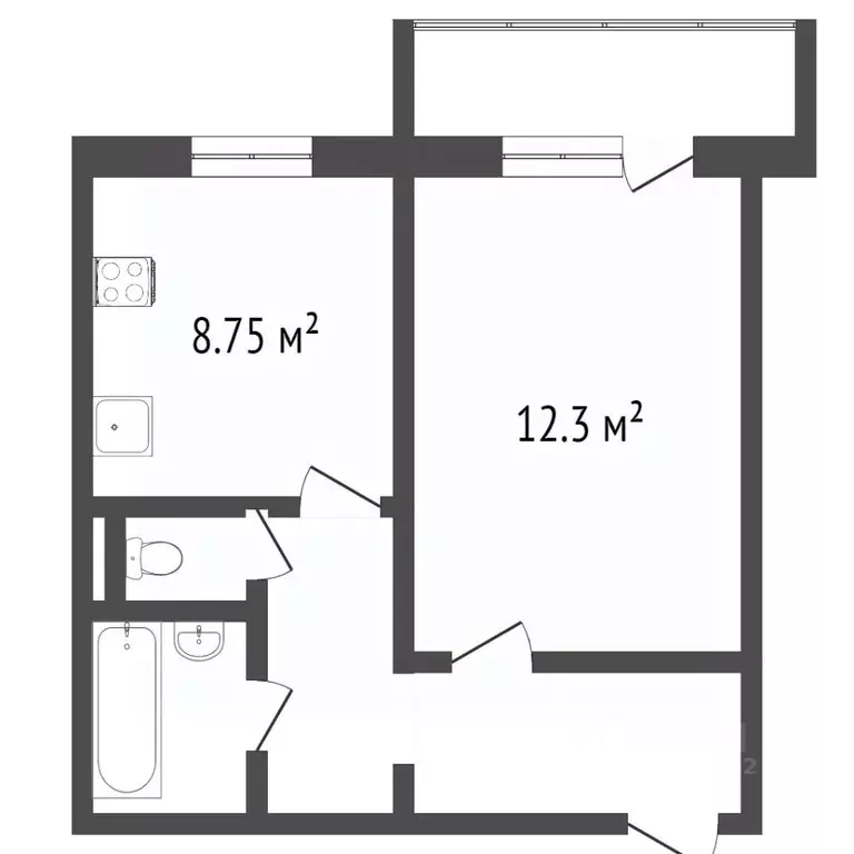 1-к кв. Челябинская область, Челябинск просп. Победы, 321 (32.2 м) - Фото 2