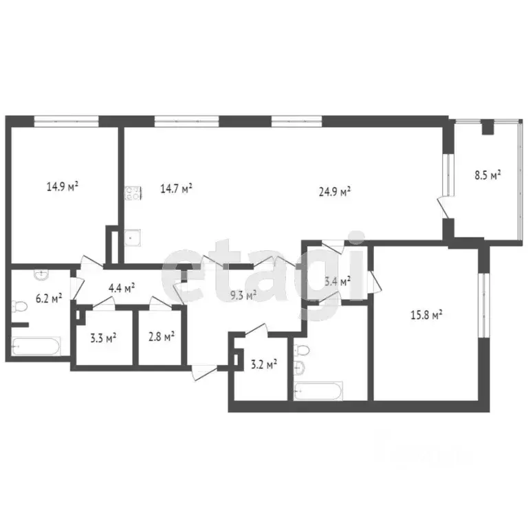 3-к кв. Тюменская область, Тюмень ул. Осипенко, 16 (112.6 м) - Фото 2
