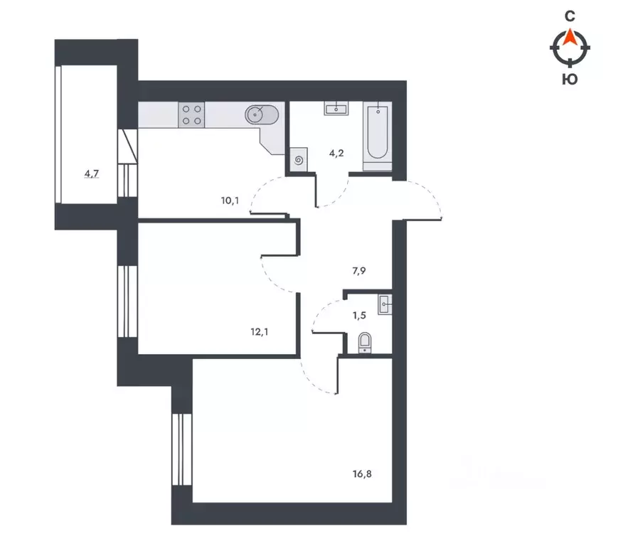 2-к кв. Кировская область, Киров ул. Капитана Дорофеева, 24 (57.9 м) - Фото 1