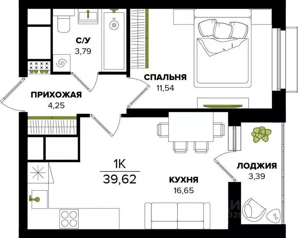 1-к кв. Тульская область, Тула  (39.62 м) - Фото 0