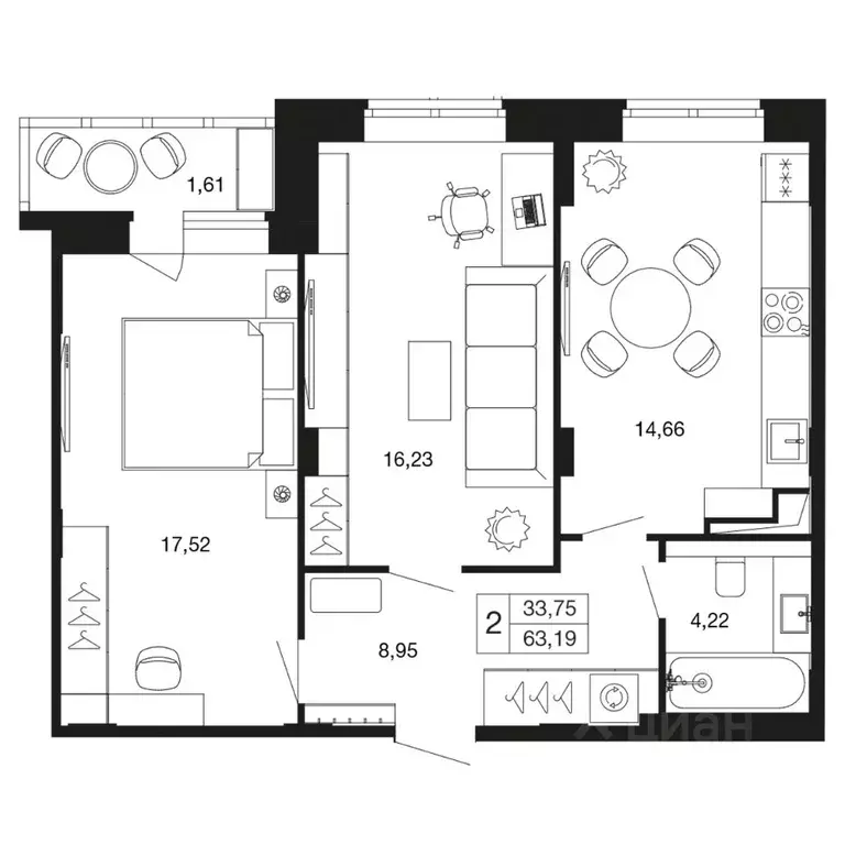 2-к кв. Московская область, Апрелевка Наро-Фоминский городской округ, ... - Фото 1