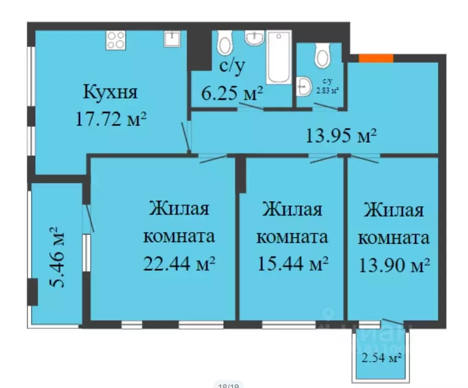 3-к кв. Красноярский край, Красноярск ул. Ладо Кецховели, 37 (93.1 м) - Фото 1