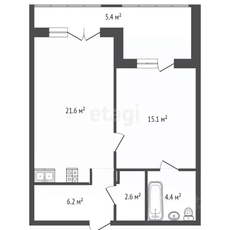 1-к кв. Калининградская область, Калининград ул. Молодой Гвардии, 34 ... - Фото 2