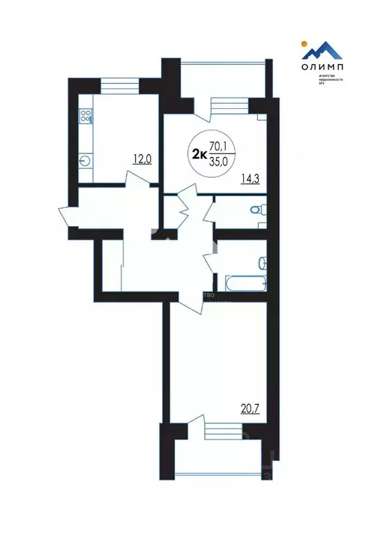 2-к кв. Вологодская область, Вологда ул. Ильюшина, 1а (70.1 м) - Фото 1