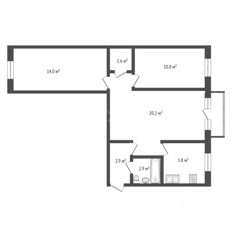 3-к кв. Тюменская область, Тюмень ул. Парфенова, 22 (58.0 м) - Фото 1