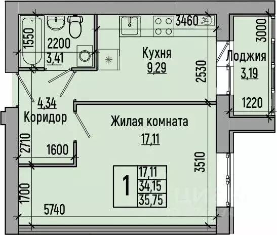 1-к кв. Волгоградская область, Волгоград ул. Иссы Плиева, 6А (35.75 м) - Фото 0