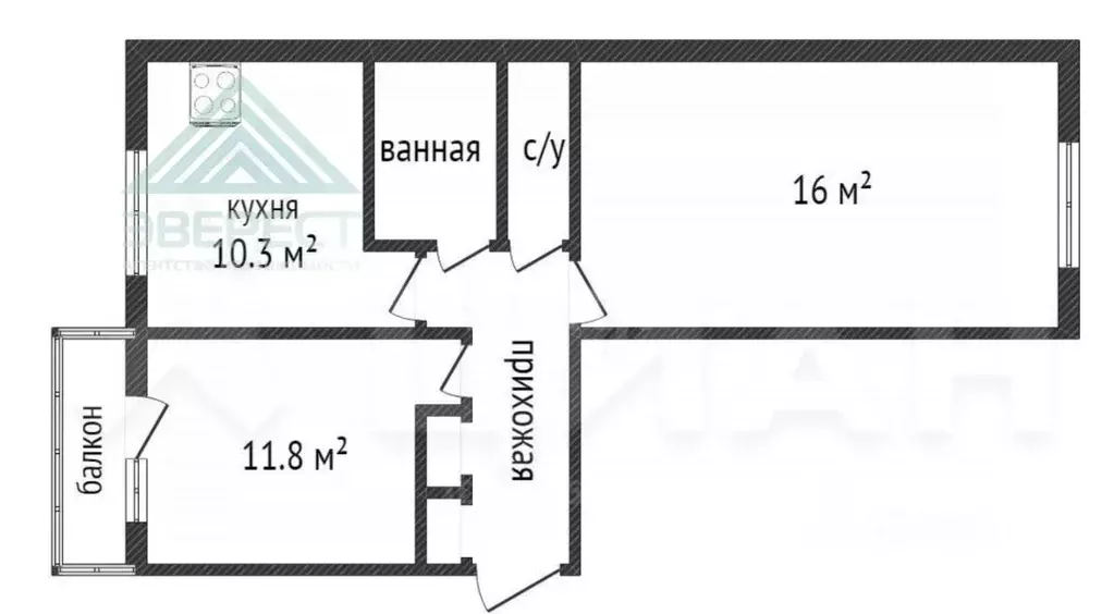 2-к кв. Хакасия, Абакан просп. Дружбы Народов, 20 (46.9 м) - Фото 2