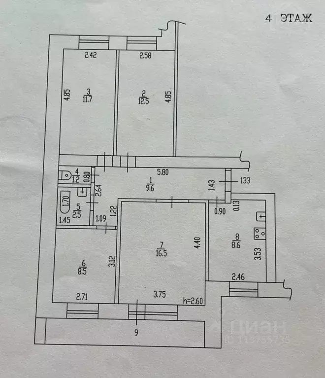 4-к кв. Алтайский край, Барнаул ул. Матросова, 3А (71.1 м) - Фото 2