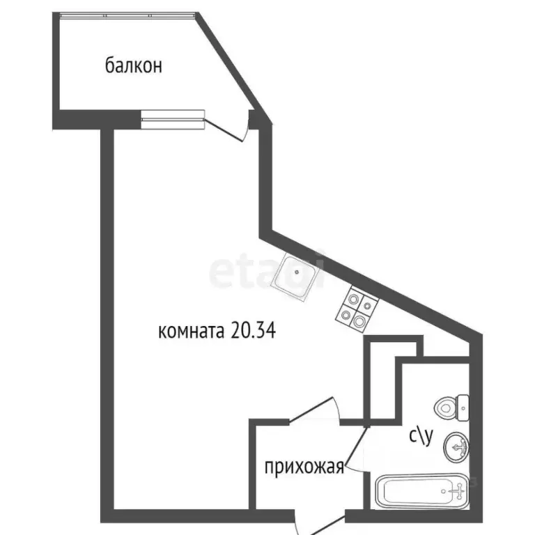 студия санкт-петербург 1-й предпортовый проезд, 15 (27.2 м) - Фото 1