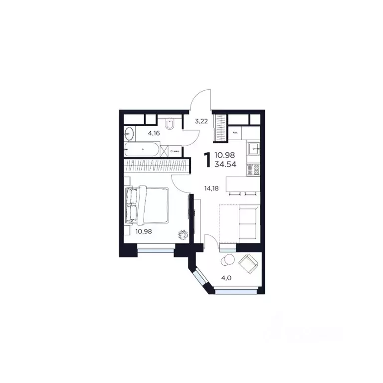 1-к кв. Московская область, Химки  (34.54 м) - Фото 1
