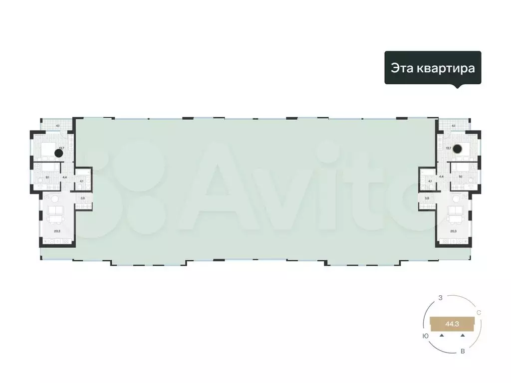 2-к. квартира, 57 м, 3/4 эт. - Фото 1