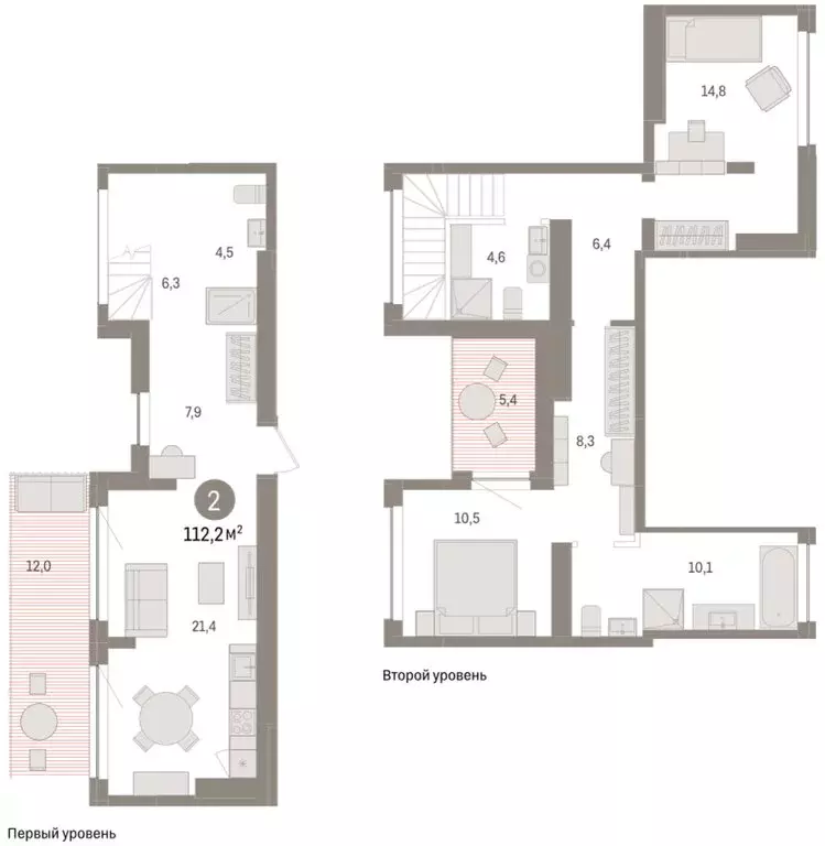 2-комнатная квартира: Тюмень, ЖК Дом у Озера (112.15 м) - Фото 2