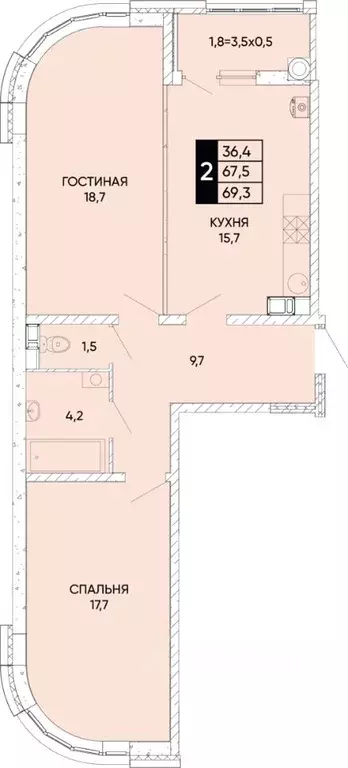 2-к кв. Ростовская область, Ростов-на-Дону Левобережье жилой комплекс ... - Фото 0