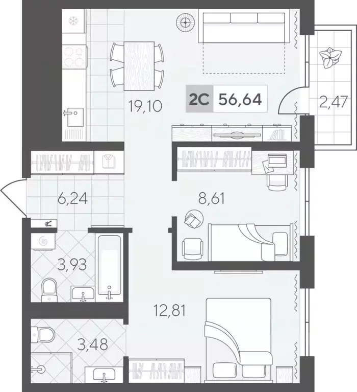 2-к кв. Тюменская область, Тюмень Скандиа.Квартал в Комарово Парк ... - Фото 1