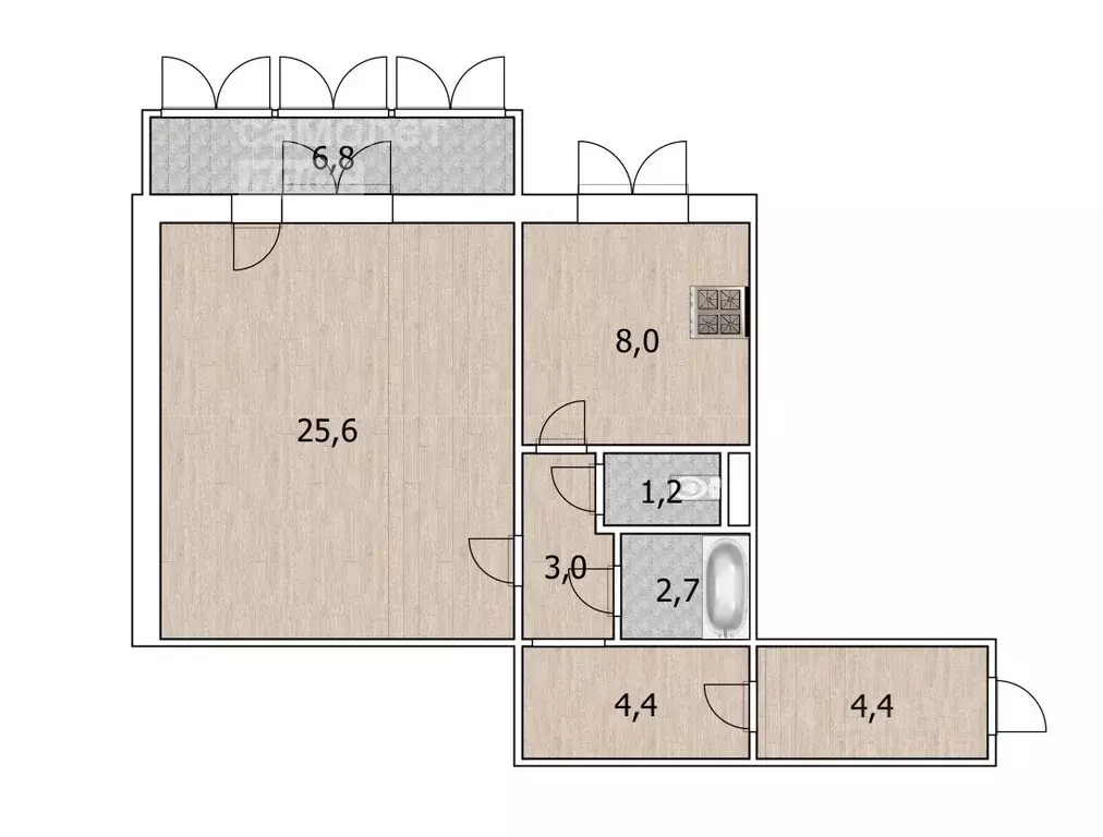 1-к кв. Башкортостан, Уфа Дуванский бул., 23 (49.3 м) - Фото 1