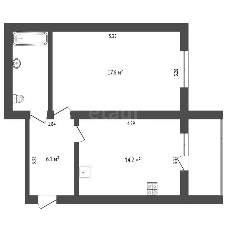 1-комнатная квартира: Тюмень, улица Немцова, 4 (43.8 м) - Фото 1