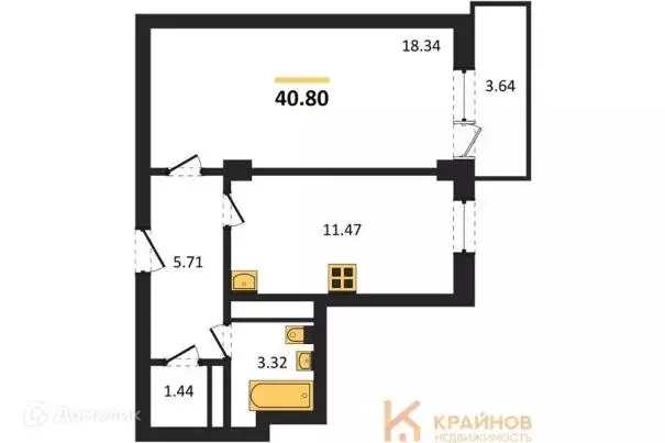 Продаётся 1-к квартира, 40.8 м - Фото 0