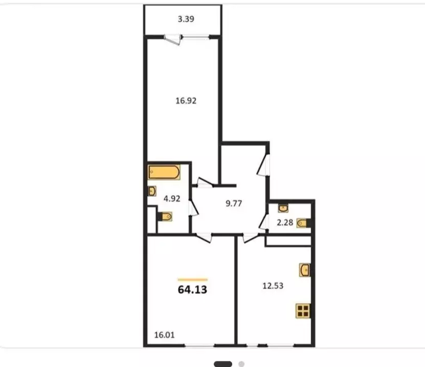 2-комнатная квартира: Казань, улица Галиаскара Камала, 39 (64 м) - Фото 1