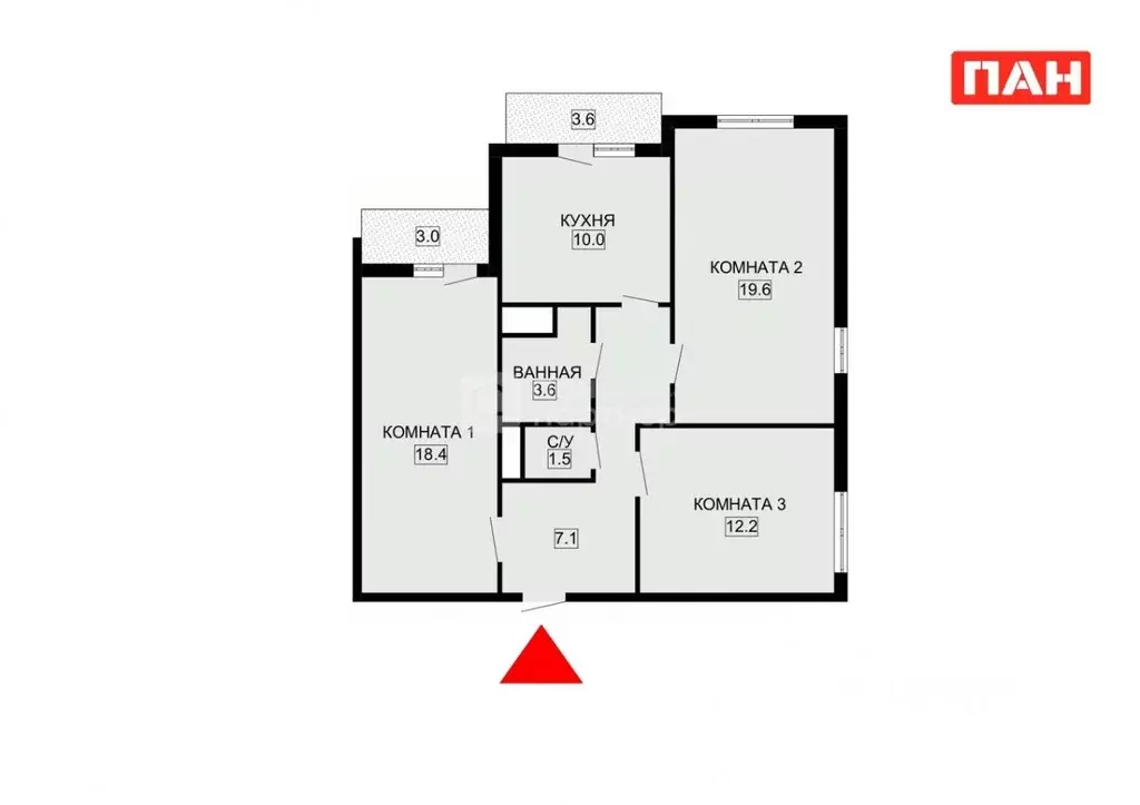 3-к кв. Санкт-Петербург ул. Чарушинская, 2 (75.1 м) - Фото 2