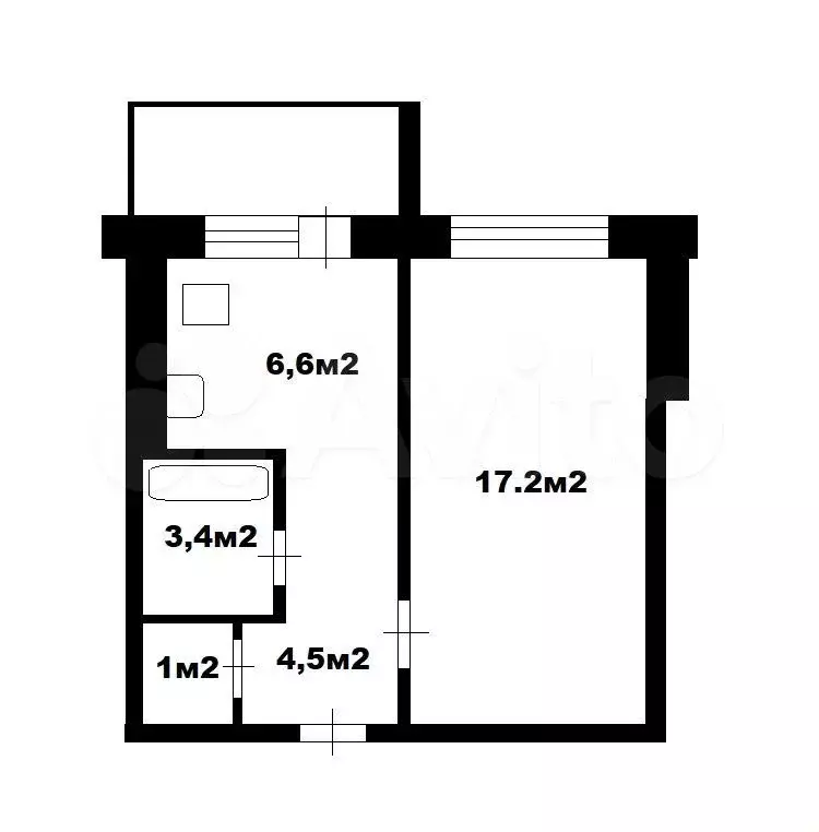 1-к. квартира, 33,1 м, 4/9 эт. - Фото 0