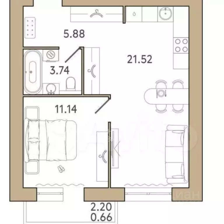 1-к кв. Пензенская область, Пенза проезд 2-й Свердлова, 25А (42.3 м) - Фото 2
