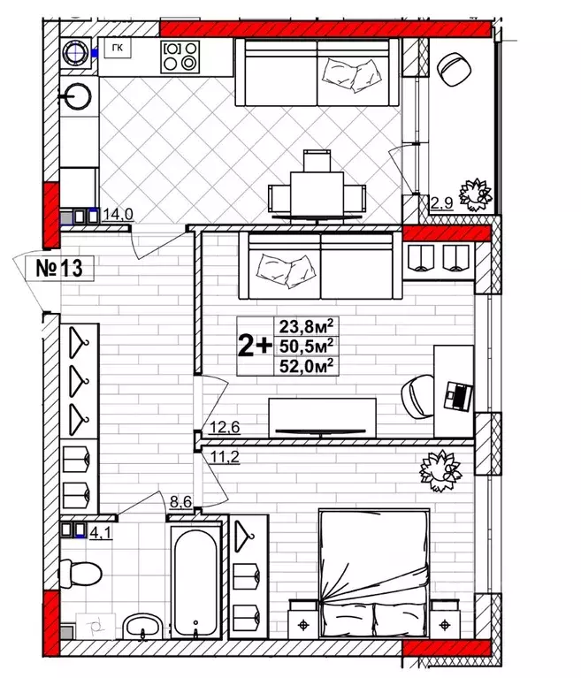 2-к кв. Нижегородская область, Нижний Новгород Смородина жилой ... - Фото 1