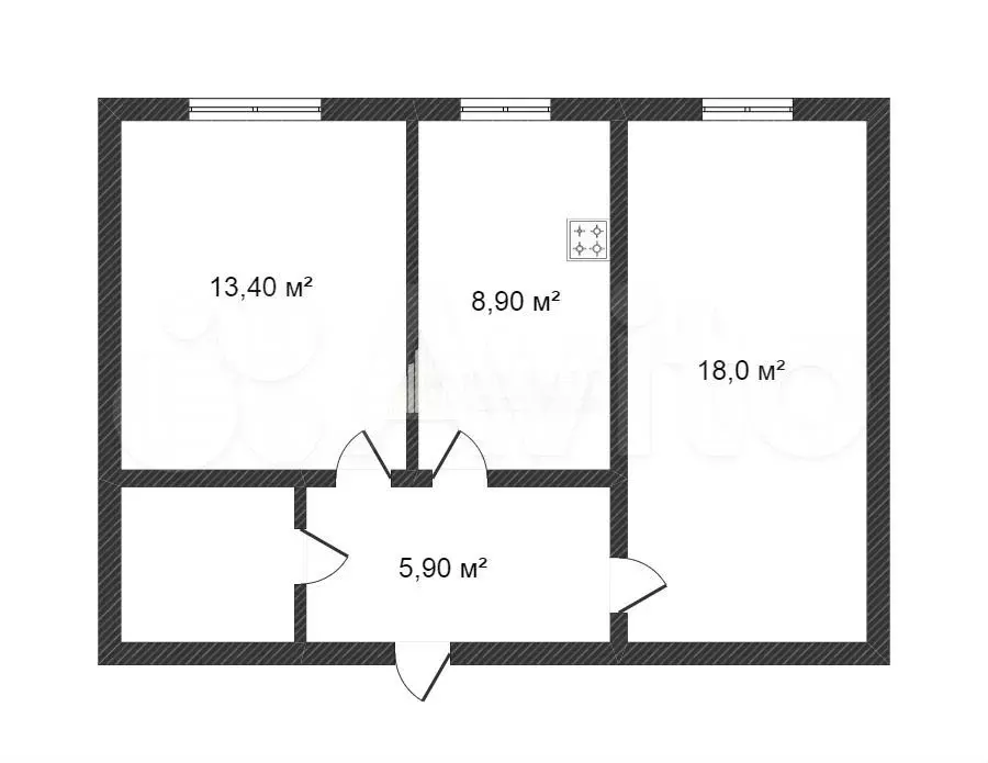 2-к. квартира, 50,5 м, 1/5 эт. - Фото 0