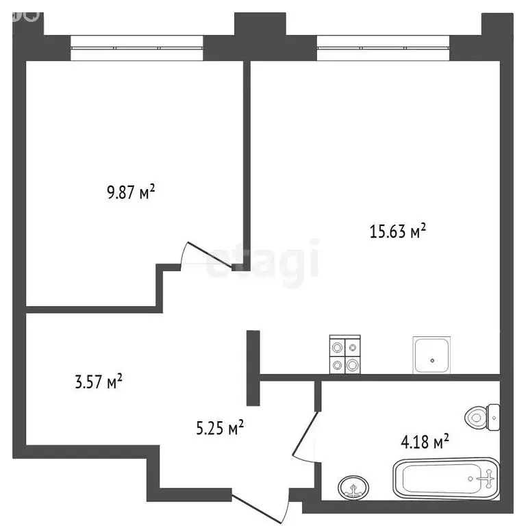 1-комнатная квартира: Тюмень, улица Тимофея Чаркова, 93 (39.11 м) - Фото 0