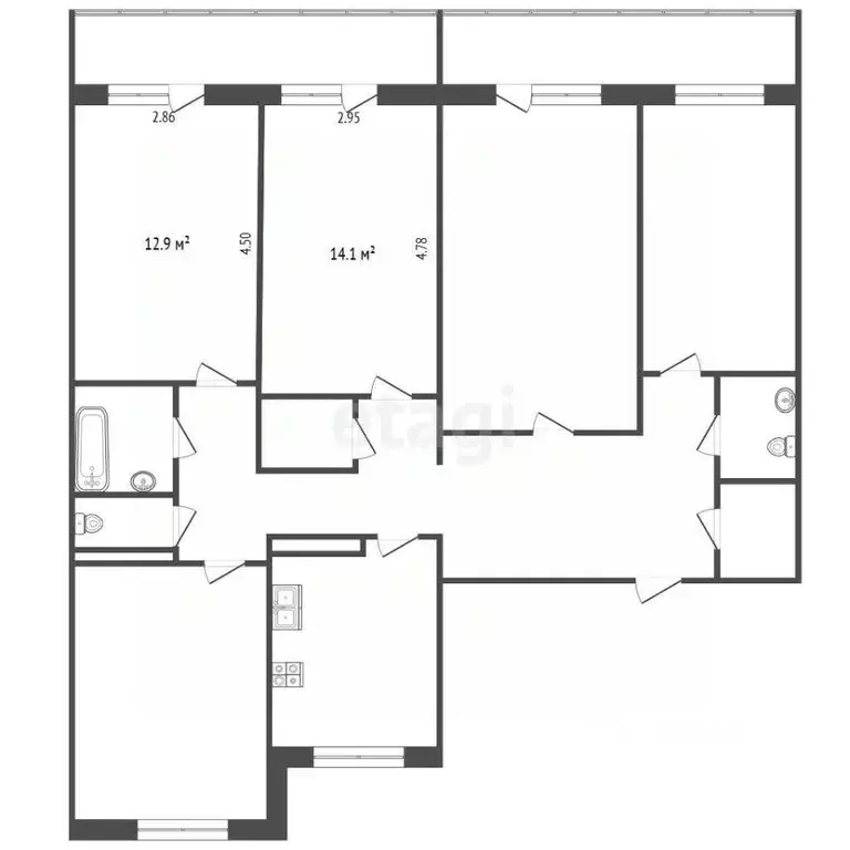 Комната Татарстан, Набережные Челны просп. Чулман, 40/45 (14.1 м) - Фото 2