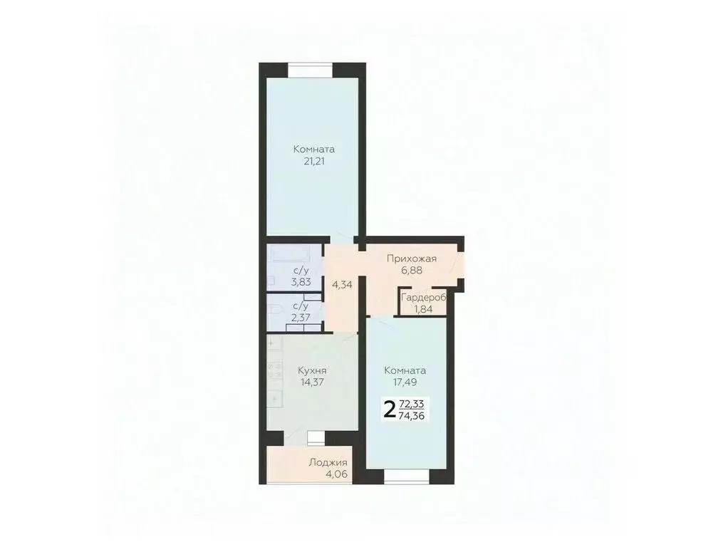 2-к кв. Орловская область, Орел ул. Панчука, 83Б (74.36 м) - Фото 0