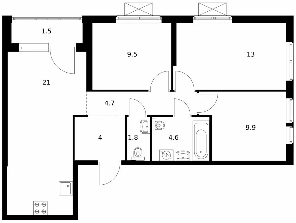 3-комнатная квартира: Владивосток, жилой комплекс Борисенко 48 (70 м) - Фото 0