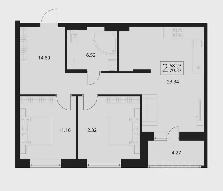2-к кв. Брянская область, Брянский район, Снежское с/пос, пос. Путевка ... - Фото 1