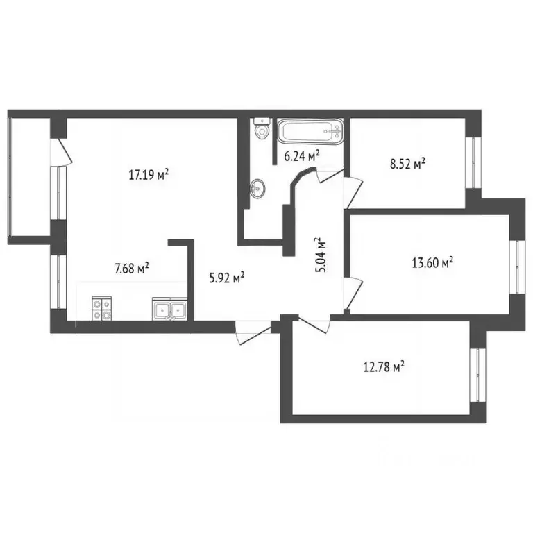 3-к кв. Тюменская область, Тюмень ул. Республики, 10 (78.5 м) - Фото 2