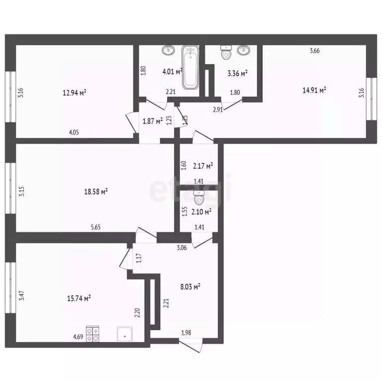 3-к кв. Тюменская область, Тюменский муниципальный округ, д. Патрушева ... - Фото 1