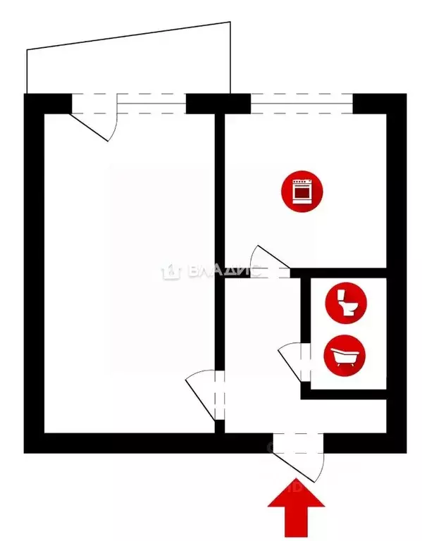 1-к кв. Владимирская область, Владимир ул. Тихонравова, 3 (32.6 м) - Фото 1