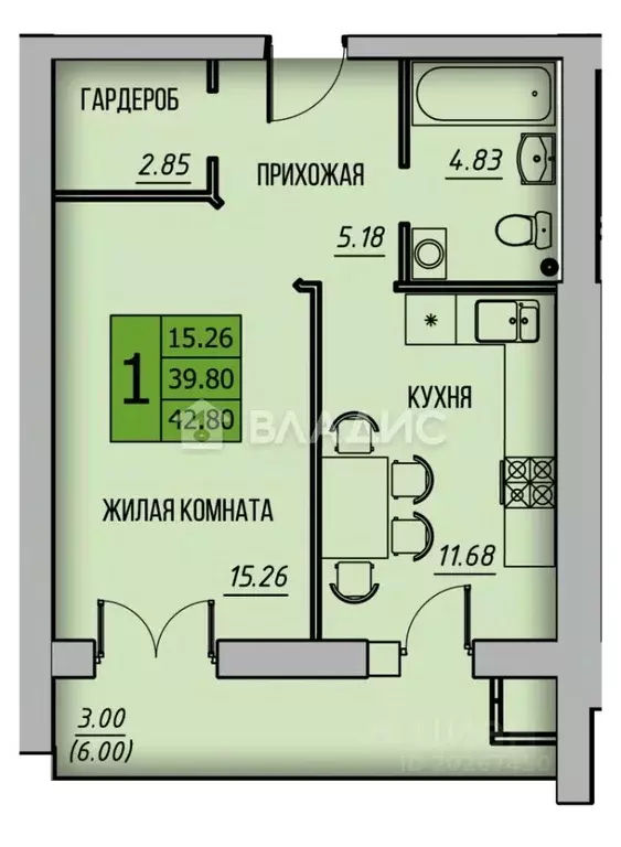 1-к кв. Калужская область, Калуга ул. Академика Потехина, 3 (43.2 м) - Фото 2