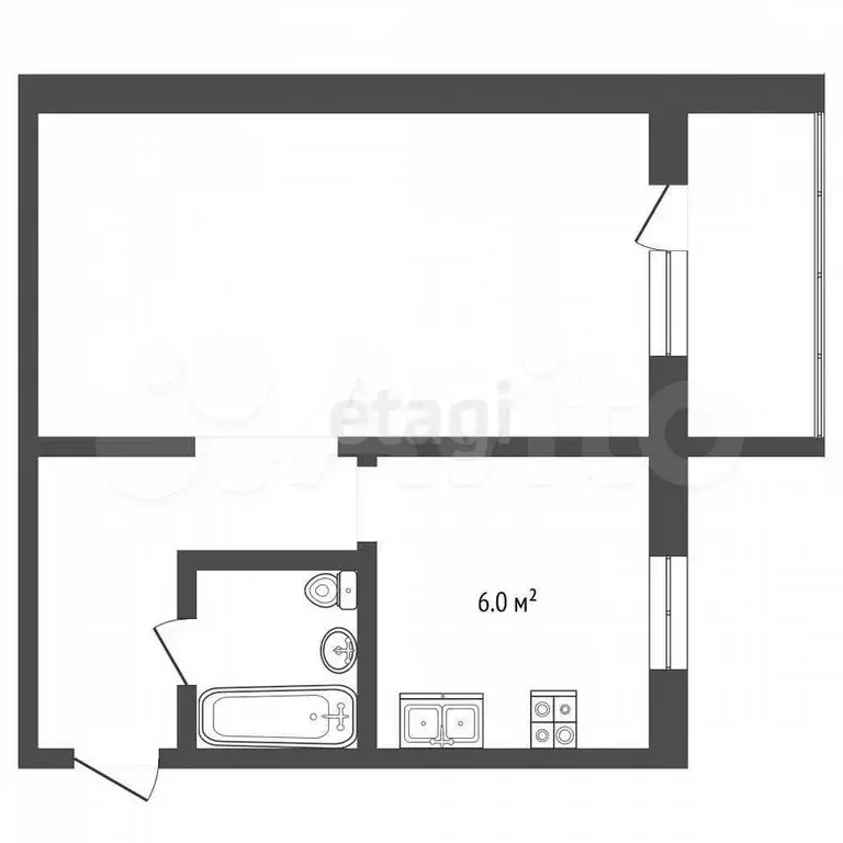 1-к. квартира, 30,6 м, 4/5 эт. - Фото 0