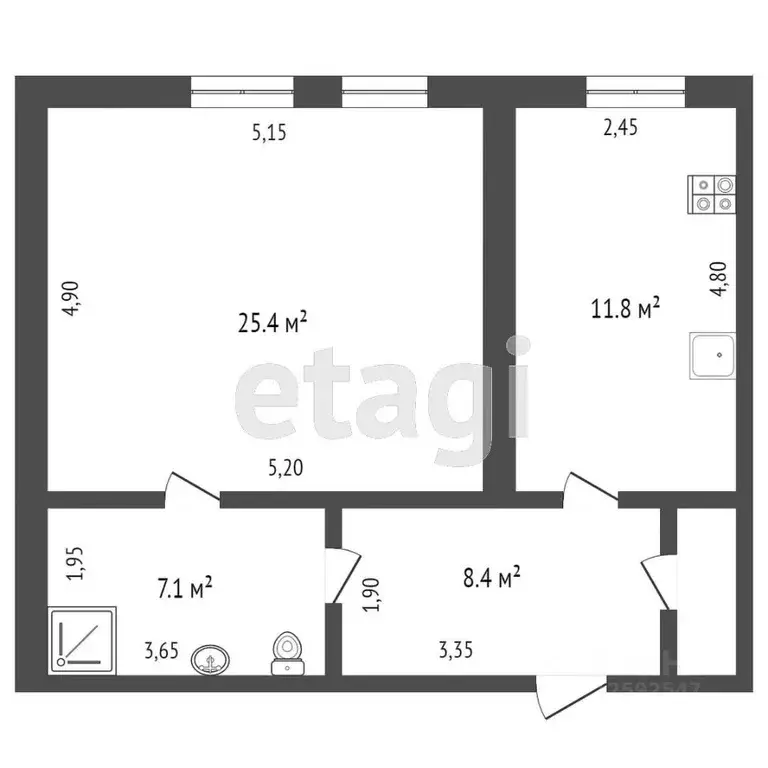 2-к кв. Крым, Симферополь ул. Фруктовая (42.0 м) - Фото 1