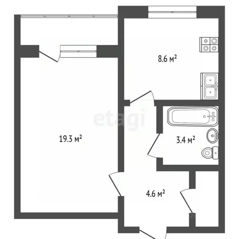 1-к кв. Орловская область, Орел Планерная ул., 57 (37.4 м) - Фото 2