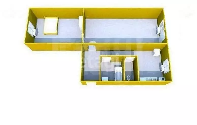 2-комнатная квартира: Долинск, Октябрьская улица, 13 (44 м) - Фото 1