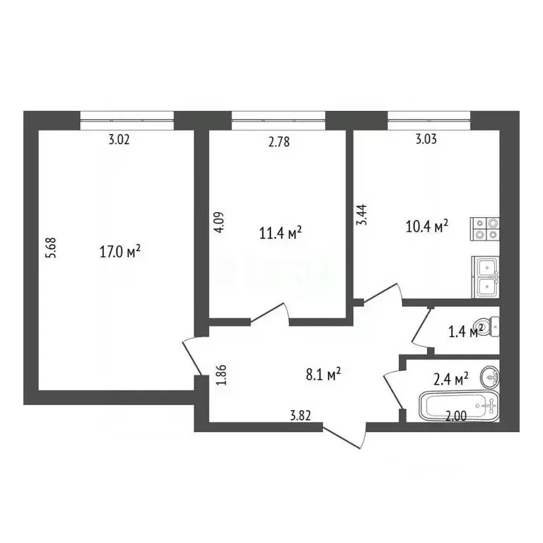 2-к кв. Калининградская область, Черняховск Прегельная ул., 5 (50.7 м) - Фото 2