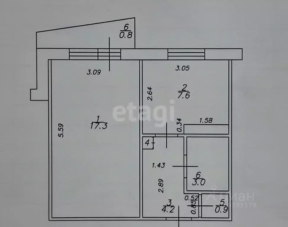 1-к кв. Татарстан, Казань ул. Годовикова, 15 (33.4 м) - Фото 2