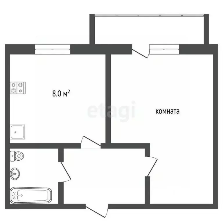 1-к кв. Владимирская область, Муром Орловская ул., 27 (32.5 м) - Фото 2